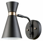 GLOBE ELECTRIC Belmont Collection Wall Sconce, Black Finish With Gold Accents ELECTRICAL GLOBE ELECTRIC