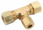 ANDERSON METALS CORP Compression Fitting, Tee, Lead Free Brass, 3/8 x 3/8 x 1/4 In.
