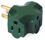 KAB ENTERPRISE CO LTD 3-Outlet Adapter, Indoor, Green