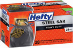 REYNOLDS CONSUMER PRODUCTS Steel Sak Heavy-Duty Drawstring Contractor CleanUp Trash Bags, Gray, 39 Gallons, 30-Ct.