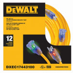 CENTURY WIRE & CABLE Lighted Extension Cord, 12/3 SJTW, Yellow, 100 Ft. ELECTRICAL CENTURY WIRE & CABLE