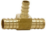 SHARKBITE/CASH ACME PEX Pipe Tee, Brass, Lead-Free, 1/2 x 1/2 x 3/8 In. Barb
