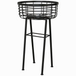 PANACEA PRODUCTS CORP Modern Farmhouse Plant Stand, Black, 20 In. Round