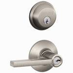 SCHLAGE LOCK CO Single Cylinder Deadbolt With Latitude Entry Door Lever Handleset Combo Pack, Satin Nickel HARDWARE & FARM SUPPLIES SCHLAGE LOCK CO