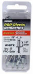 FPC CORPORATION Aluminum Rivets, Short, White, 1/8-In. Dia., 25-Pk.