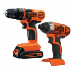 BLACK & DECKER/DEWALT 20-Volt Max Cordless Drill/Driver + Impact Driver Combo Kit, 1 Lithium-Ion Battery