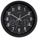 LA CROSSE TECHNOLOGY LTD Quartz Wall Clock, Black, With Temp/Humidity, 12 In. HOUSEWARES LA CROSSE TECHNOLOGY LTD