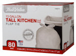 BERRY GLOBAL Tall Kitchen Trash Bags, White, 13 Gallons, 80-Ct