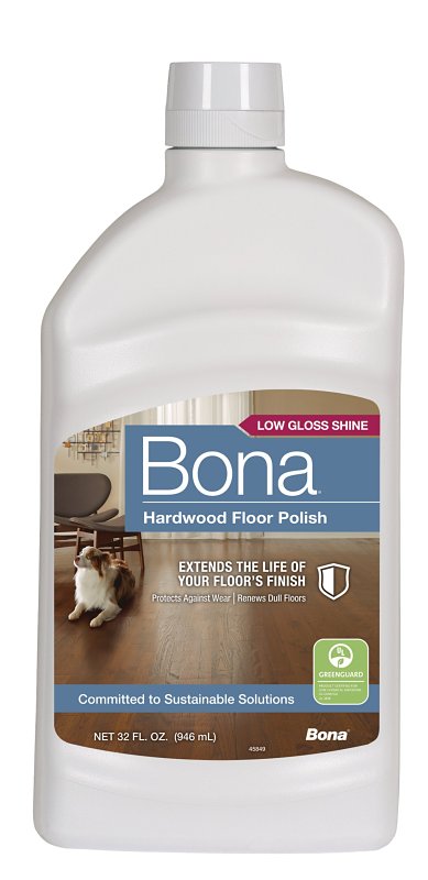BONA Bona WP500351001 Floor Polish, 32 oz, White, Liquid, Water/Aqua, Acrylic Copolymer, Tributoxyethyl Phosphate
