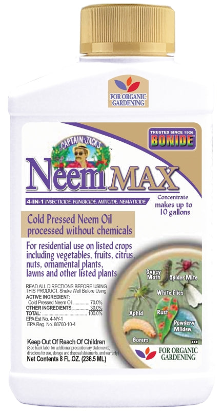 BONIDE Captain Jack's 020 4-in-1 Neem Oil, Liquid, Drench, Spray Application, Garden, 8 oz LAWN & GARDEN BONIDE