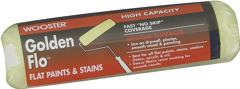 WOOSTER BRUSH Wooster RR661-9 Roller Cover, 1/2 in Thick Nap, 9 in L, Fabric Cover, Yellow