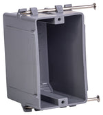 GB Gardner Bender BOX-NS18 Switch/Outlet Box, 18 cu-in, Standard Outlet, 1-Gang, 4-Knockout, PVC, Gray, In-Wall, Nail