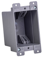 GB Gardner Bender BOX-RS14 Switch/Outlet Box, Standard Outlet, 1-Gang, 4-Knockout, PVC, Gray, In-Wall