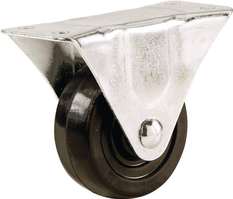 SHEPHERD Shepherd Hardware 9490 Rigid Caster, 1-1/2 in Dia Wheel, 5/8 in W Wheel, Rubber Wheel, 40 lb