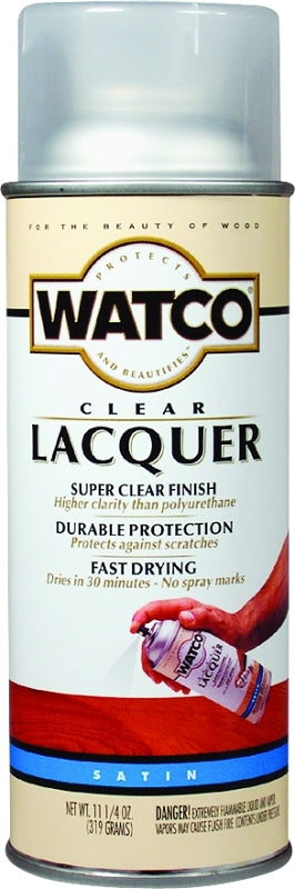 WATCO Watco 63281 Lacquer Spray Paint, Liquid, Clear, 11.25 oz, Aerosol Can