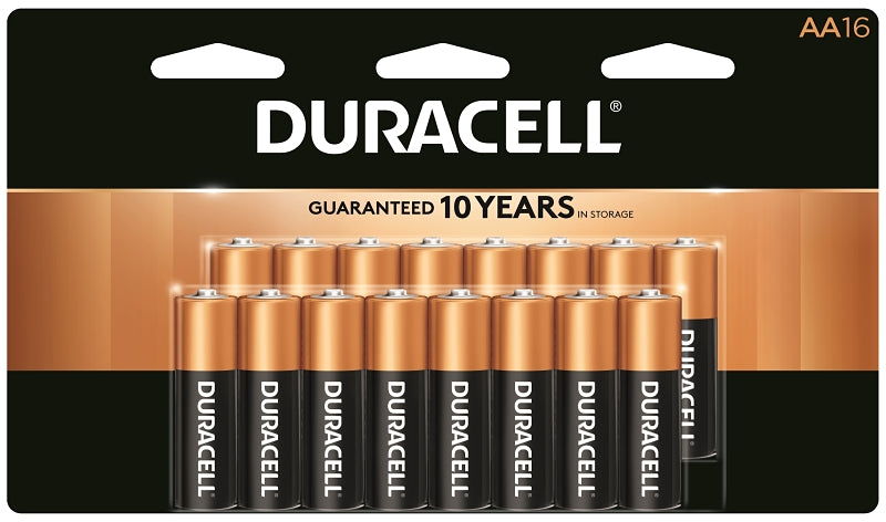 DURACELL Duracell COPPERTOP MN1500 Series MN1500B16 Battery, 1.5 V Battery, AA Battery, Alkaline, Manganese Dioxide, 16/PK ELECTRICAL DURACELL