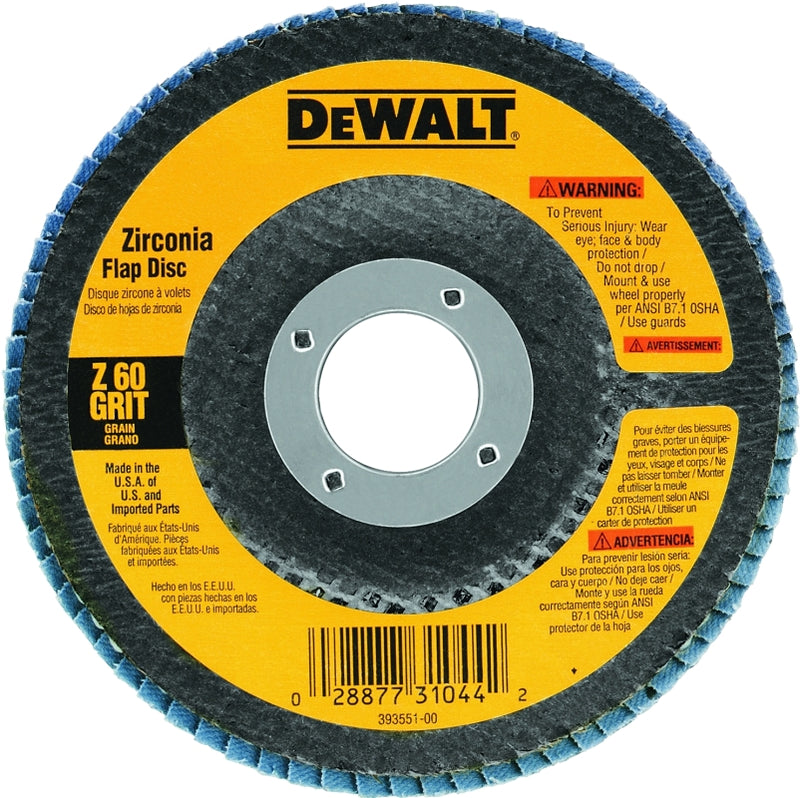 DEWALT DEWALT DW8310 Flap Disc, 4-1/2 in Dia, 7/8 in Arbor, Coated, 120 Grit, Fine, Zirconia Abrasive, Fiberglass Backing TOOLS DEWALT