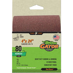 GATOR Gator 3186 Sanding Belt, 4 in W, 24 in L, 80 Grit, Medium, Aluminum Oxide Abrasive, 2/PK