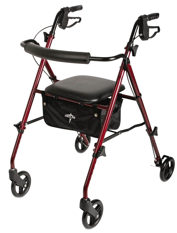 MEDLINE Medline MDS86825SLR Rollator, 29-1/2 to 36 in H, Burgundy