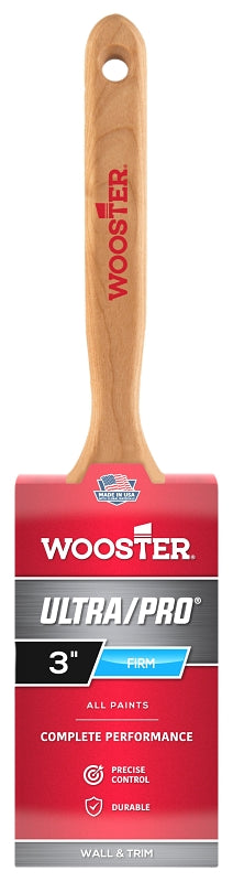 WOOSTER BRUSH Wooster 4175-3 Paint Brush, 3 in W, 3-3/16 in L Bristle, Nylon/Polyester Bristle, Flat Sash Handle