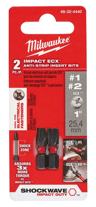 MILWAUKEE Milwaukee SHOCKWAVE 48-32-4440 Insert Bit Set, ECX Drive, 1/4 in Shank, Hex Shank, 1 in L, Steel TOOLS MILWAUKEE