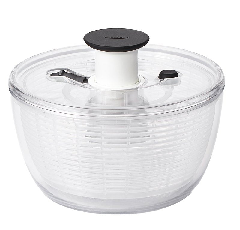 OXO INTERNATIONAL Good Grips 1045409 Salad and Herb Spinner, 2.44 qt Basket, 3.03 qt Bowl Capacity, 8 in Dia, 7 in H, Clear HOUSEWARES OXO INTERNATIONAL