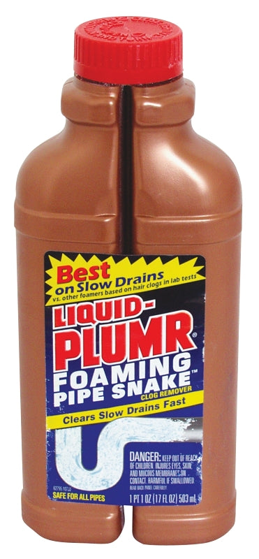 LIQUID-PLUMR Liquid-Plumr 00216 Clog Remover, Liquid, Pale Yellow, Bleach, 17 oz Bottle