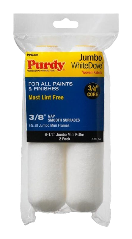 PURDY Purdy 14G626012 Jumbo Mini Roller Cover, 3/8 in Thick Nap, 6-1/2 in L, Dralon Fabric Cover PAINT PURDY