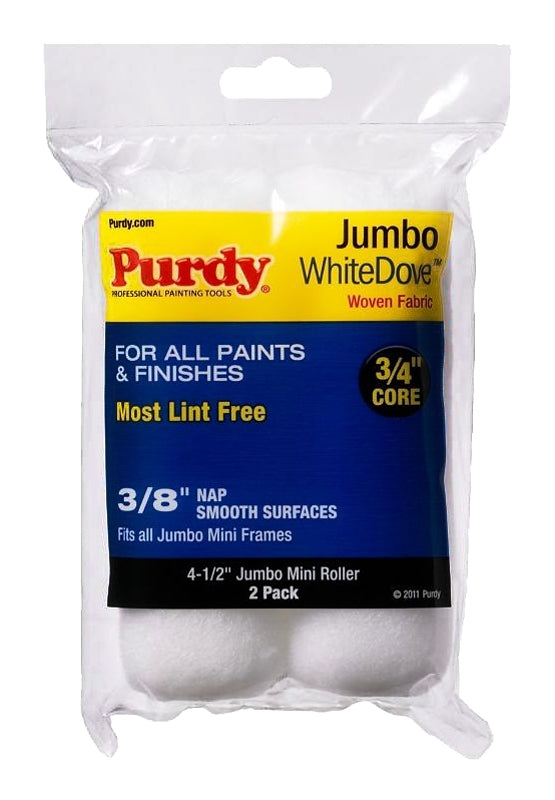 PURDY Purdy 14G624012 Jumbo Mini Roller Cover, 3/8 in Thick Nap, 4-1/2 in L, Dralon Fabric Cover PAINT PURDY