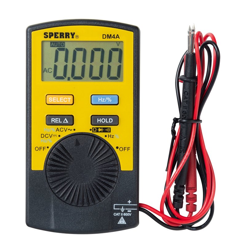 SPERRY Sperry Instruments DM4A Pocket Digital Multimeter, 1 mV to 600 VAC/VDC, 0.1 Hz to 99.99 kHz, 0.1 to 99.9% VAC/VDC ELECTRICAL SPERRY