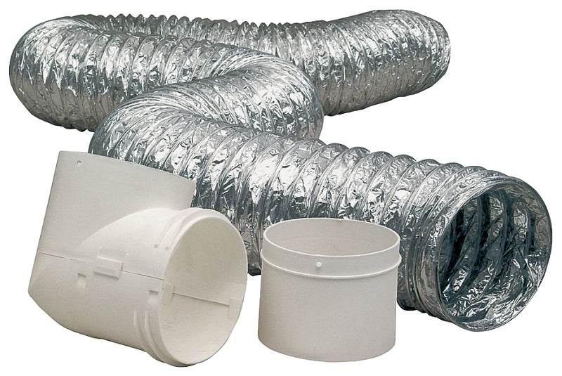 IMPERIAL Dundas Jafine ProFlex TD48D2DZW Dryer to Duct Connector Kit, Polypropylene, White, 8-Piece
