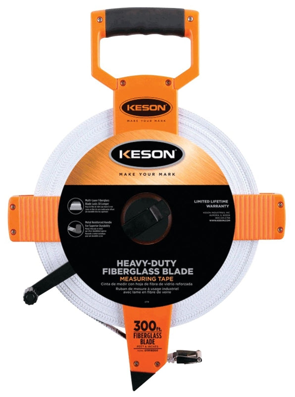 KESON LLC Keson OTR18300 Tape Measure, 300 ft L Blade, 1/2 in W Blade, Fiberglass Blade, ABS Case, Pumpkin Case