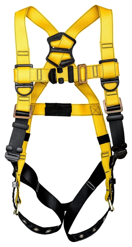 QUALCRAFT INDUSTRIES Guardian Fall Protection 37005B Full Body Harness, M/L, 130 to 420 lb, Polyester Webbing, Black/Yellow AUTOMOTIVE QUALCRAFT INDUSTRIES   