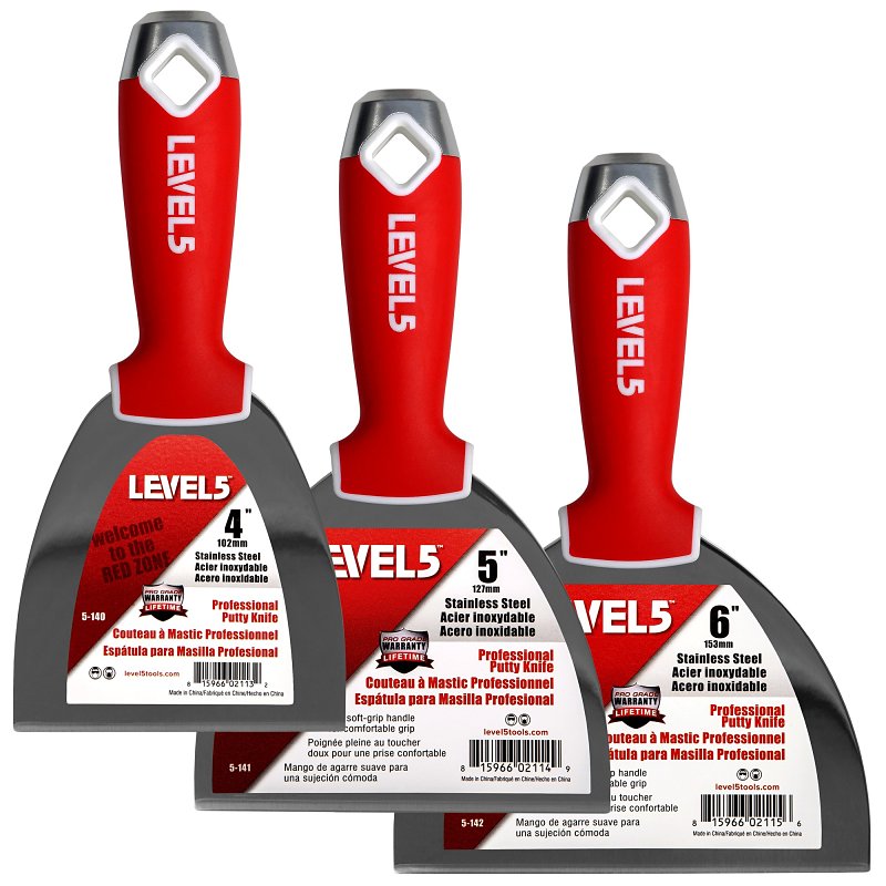 LEVEL 5 TOOLS LLC Level5 5-651 Joint Knife Set, Stainless Steel Blade, Precision Ground Blade, Ergonomic, Soft Grip Handle, Nylon Handle