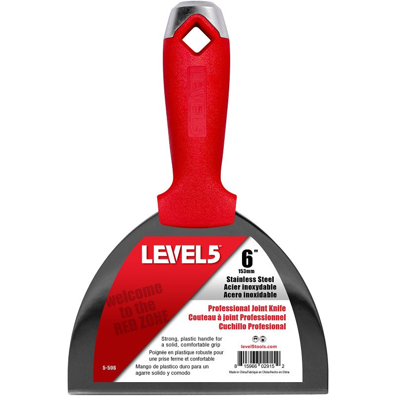 LEVEL 5 TOOLS LLC Level5 5-506 Joint Knife, 6 in W Blade, Stainless Steel Blade, Solid Grip Handle, Polypropylene Handle