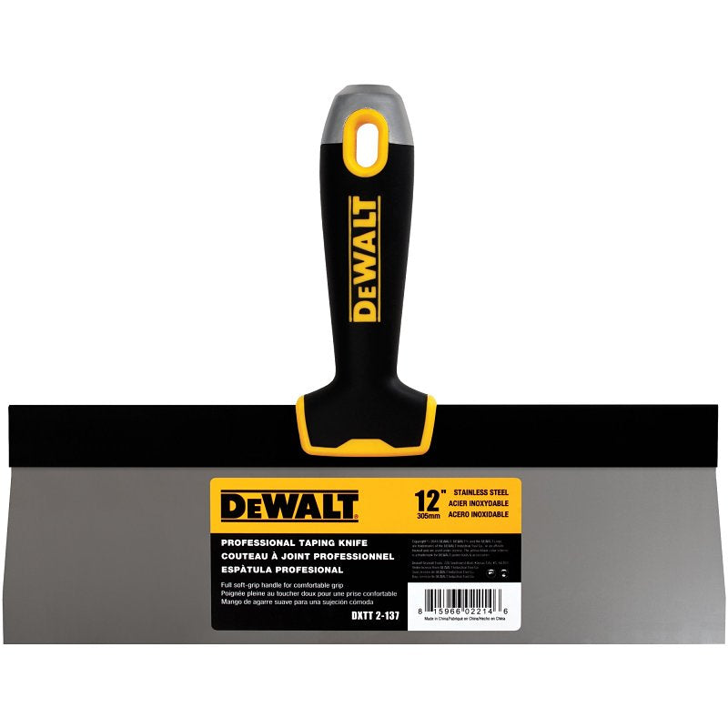 LEVEL 5 TOOLS LLC DEWALT DXTT-2-137 Taping Knife, 12 in W Blade, Stainless Steel Blade, Precision Ground Blade, Nylon Handle BUILDING MATERIALS LEVEL 5 TOOLS LLC