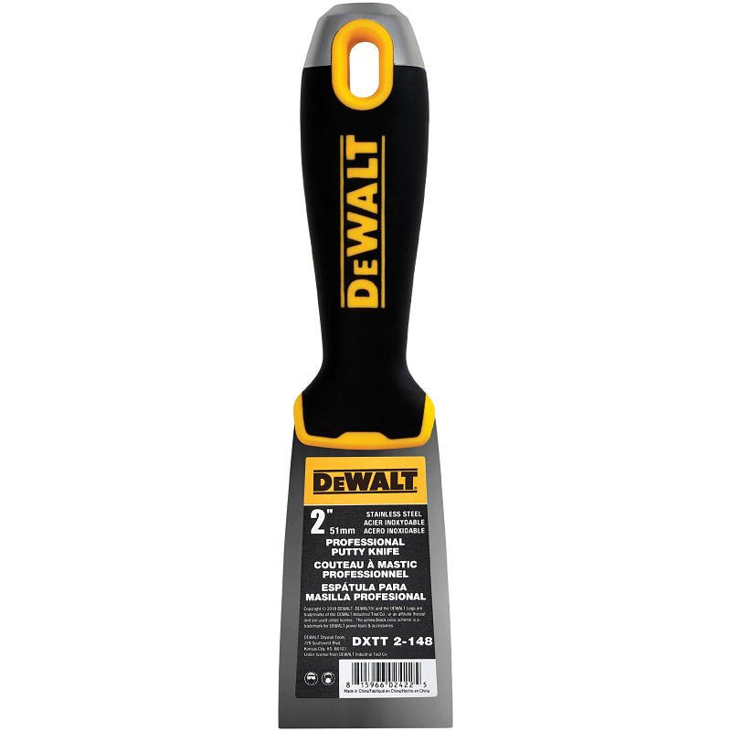 LEVEL 5 TOOLS LLC DEWALT DXTT-2-148 Putty Knife, 2 in W Blade, Stainless Steel Blade, Precision Ground Blade, Ergonomic, Soft Grip Handle BUILDING MATERIALS LEVEL 5 TOOLS LLC