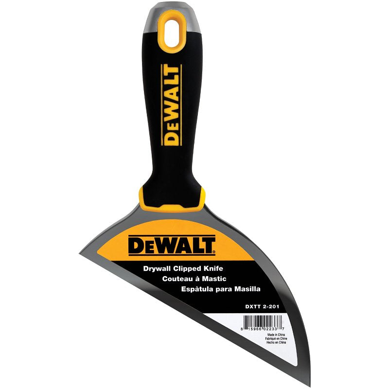 LEVEL 5 TOOLS LLC DEWALT DXTT-2-201 Clipped Knife, 6 in W Blade, Stainless Steel Blade, Ergonomic, Soft Grip Handle, Nylon Handle BUILDING MATERIALS LEVEL 5 TOOLS LLC