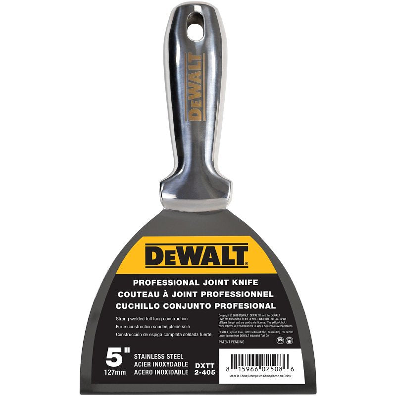 LEVEL 5 TOOLS LLC DEWALT DXTT-2-405 Joint Knife, 5 in W Blade, Stainless Steel Blade, Full-Tang, Precision Ground Blade BUILDING MATERIALS LEVEL 5 TOOLS LLC