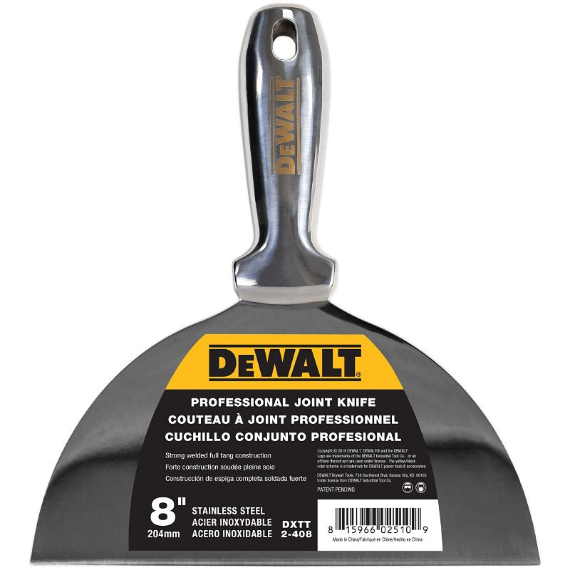 LEVEL 5 TOOLS LLC DEWALT DXTT-2-408 Joint Knife, 8 in W Blade, Stainless Steel Blade, Full-Tang, Precision Ground Blade BUILDING MATERIALS LEVEL 5 TOOLS LLC