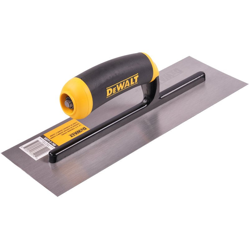 LEVEL 5 TOOLS LLC DEWALT DXTT-3-702 Finishing Trowel, 12 in L Blade, 4 in W Blade, Carbon Steel Blade, Square End, Soft Grip Handle
