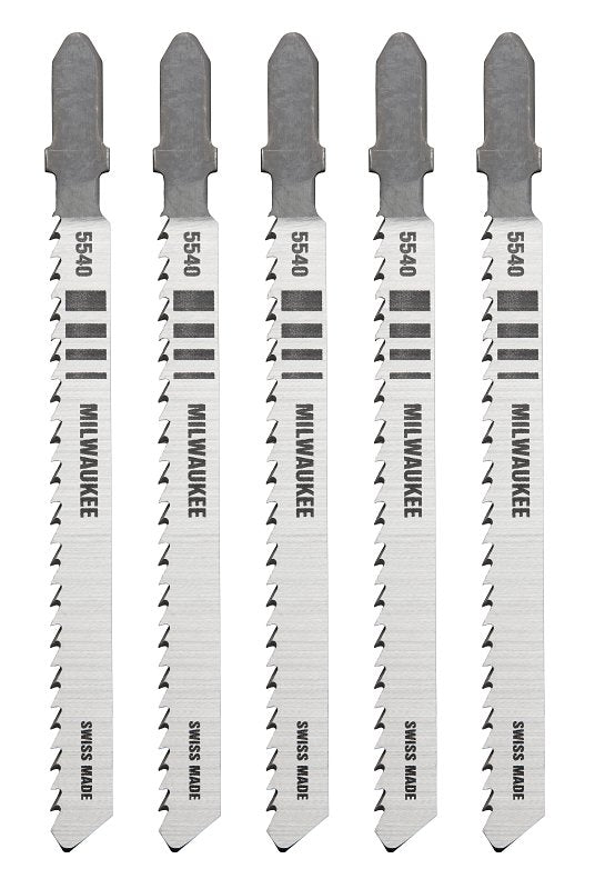 MILWAUKEE Milwaukee 48-42-5540 Jig Saw Blade, 9/32 in W, 4 in L, 10 TPI, High-Carbon Steel Cutting Edge, 5/PK TOOLS MILWAUKEE