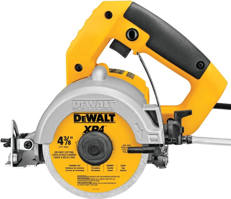 DEWALT DEWALT DWC860W Tile Saw, 4-3/8 in Blade, 1-3/8 in at 90 deg, 3-1/8 in Max D Cutting