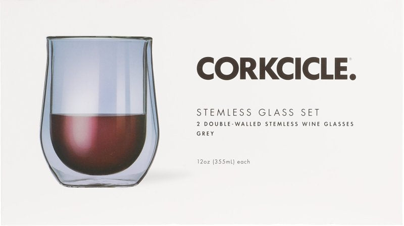 CORKCICLE Corkcicle 7401G Stemless Glass Set, Gray, Dishwasher Safe: Yes
