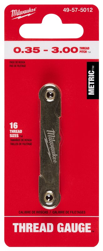 MILWAUKEE Milwaukee 49-57-5012 Metric Thread Pitch Gauge, 16-Leaf, 0.35 to 3 mm TPI/Pitch, Metal