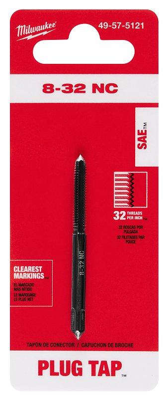 MILWAUKEE Milwaukee 49-57-5121 Straight Flute Plug Tap, #8-32 Thread, Coarse Thread, HCS