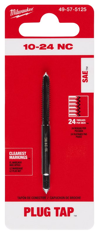 MILWAUKEE Milwaukee 49-57-5125 Straight Flute Plug Tap, 10-24 Thread, Coarse Thread, HCS