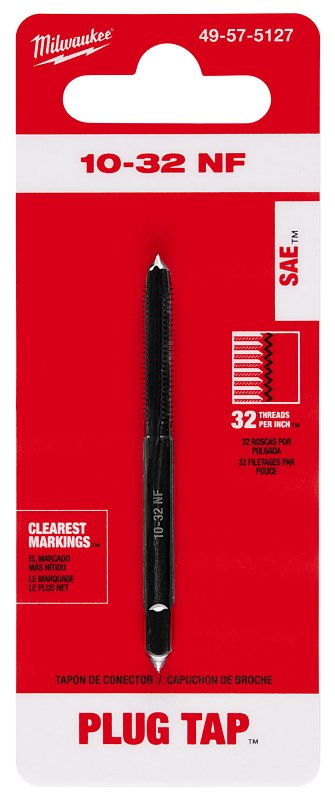 MILWAUKEE Milwaukee 49-57-5127 Straight Flute Plug Tap, 10-32 Thread, Fine Thread, HCS