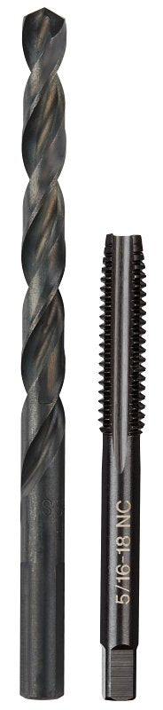 MILWAUKEE Milwaukee 49-57-5542 Drill and Tap Bit, HCS, Black Oxide, Specifications: 5/16-18 NC Straight Flute Plug Tap, F Drill