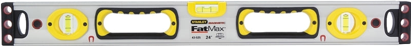 STANLEY TOOLS STANLEY 43-525 Box Beam Level, 24 in L, 3-Vial, 2-Hang Hole, Magnetic, Aluminum, Silver/Yellow TOOLS STANLEY TOOLS